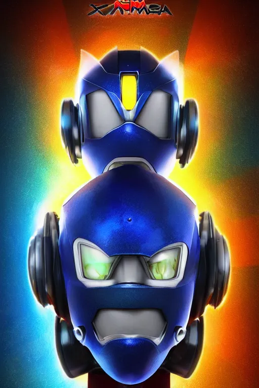 Image similar to robot ninja mask helmet megaman x zero rockman 2 0 2 2 switch game boss legacy collection fanart artsation hyper realistic, octane render clouds, neon colors, bright lights, avatar movie style blue color, 3 2 k image, avatar movie with what if marvel style animation, xel - shaded animation style