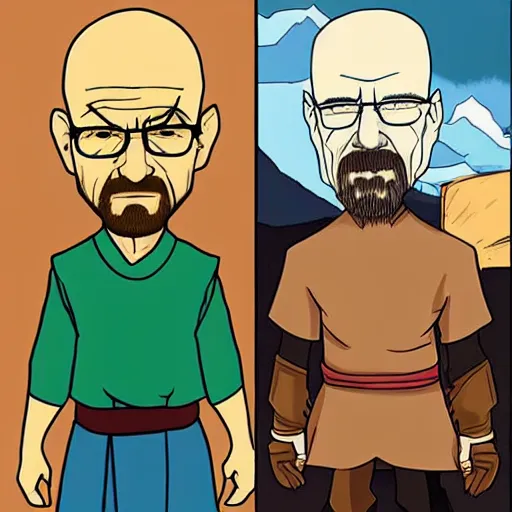 Prompt: walter white in the style of avatar the last airbender