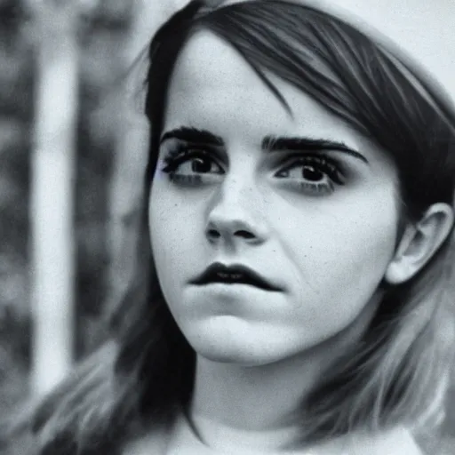 Image similar to emma watson, halloween costume, award winning, kodak ektachrome expired blue tint,