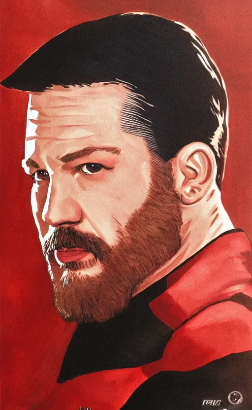 Prompt: portrait of tom hardy as commander riker ,star trek tng,