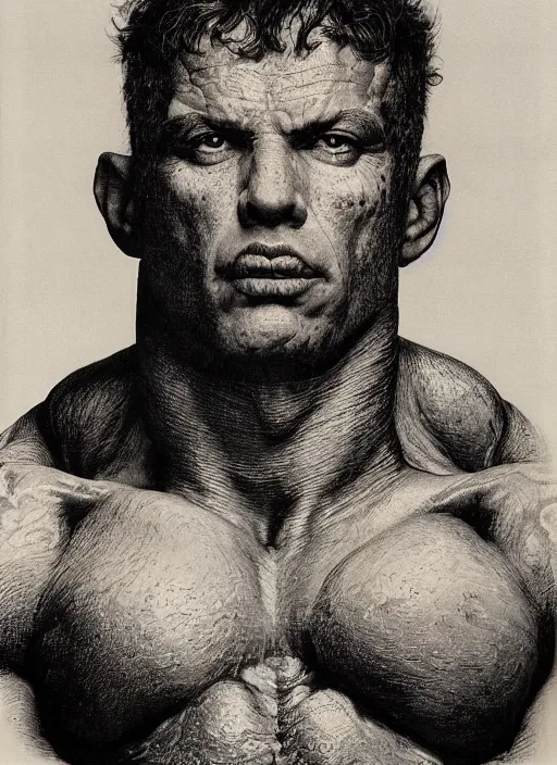 Prompt: upper body and head portrait of huge massive morgan aste wearing shirt, by lawrence alma tadema and zdzislaw beksinski and norman rockwell and jack kirby and tom lovell and greg staples