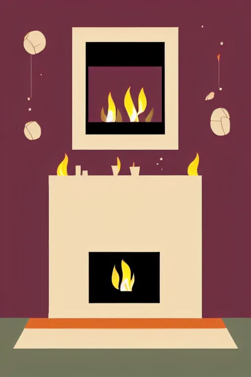 Prompt: minimalist boho style art of a fireplace, illustration, vector art