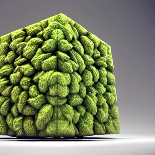 Image similar to a perfect cube made of cannabis marijuana, beautiful, octane render, nug pic, ray tracing, 8 k, unreal engine 5