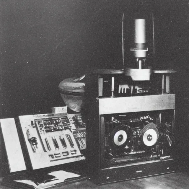 Image similar to vintage photograph of a dream recording machine