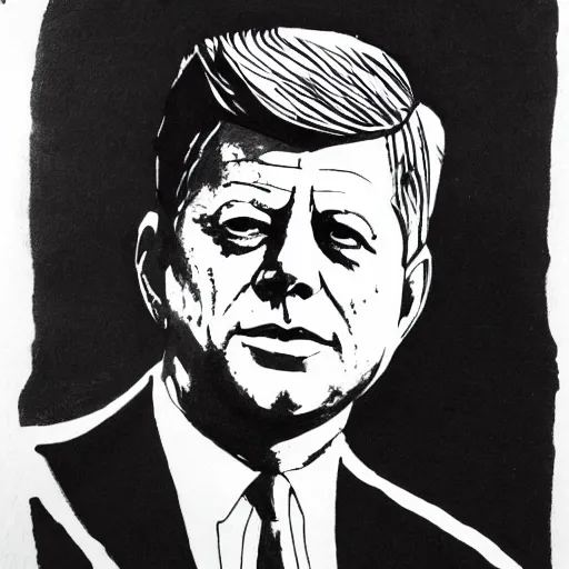Prompt: continuous single line drawing of jfk, pen on white paper