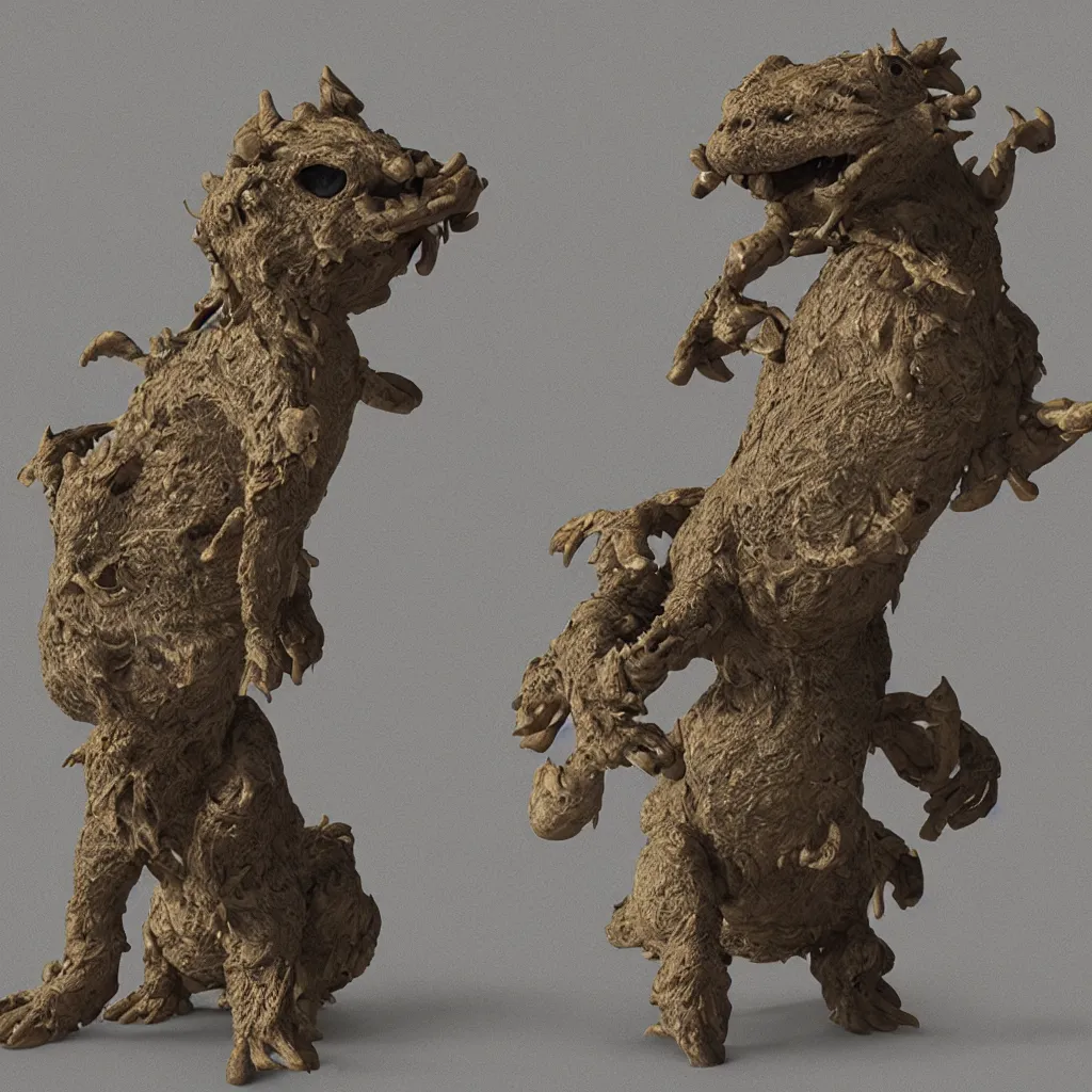 Prompt: a furry amphibious shaman with hyphae embossed virtual reality bone headset in sandstorm