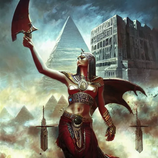 Image similar to rise of the egyptian empire by raymond swanland, highly detailed