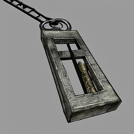 Image similar to a metal key for the cage, rpg game inventory item, 3d style