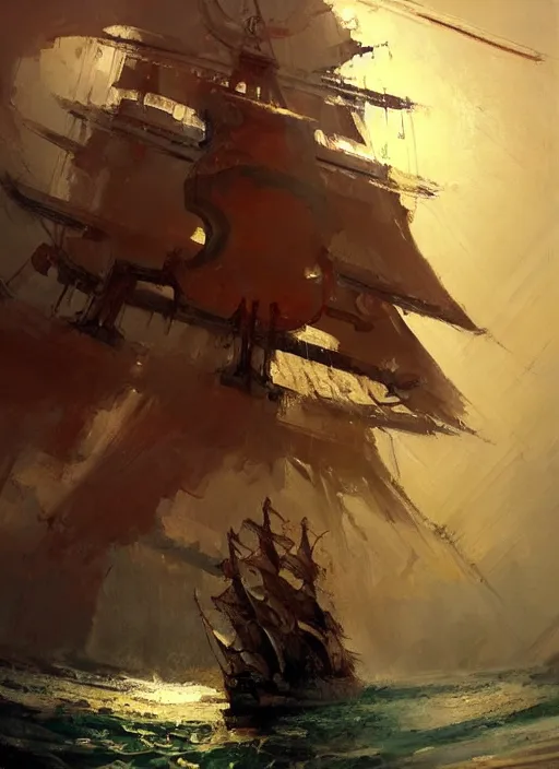 Prompt: oil painting with heavy impasto of pirate captain on the quarter - deck of his ship, cosmic horror painting, elegant intricate artstation concept art by craig mullins detailed