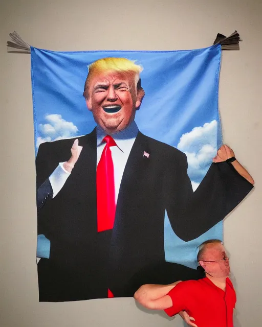 Image similar to donald trump skirt flying up, by sam shaw, realistic, detailed