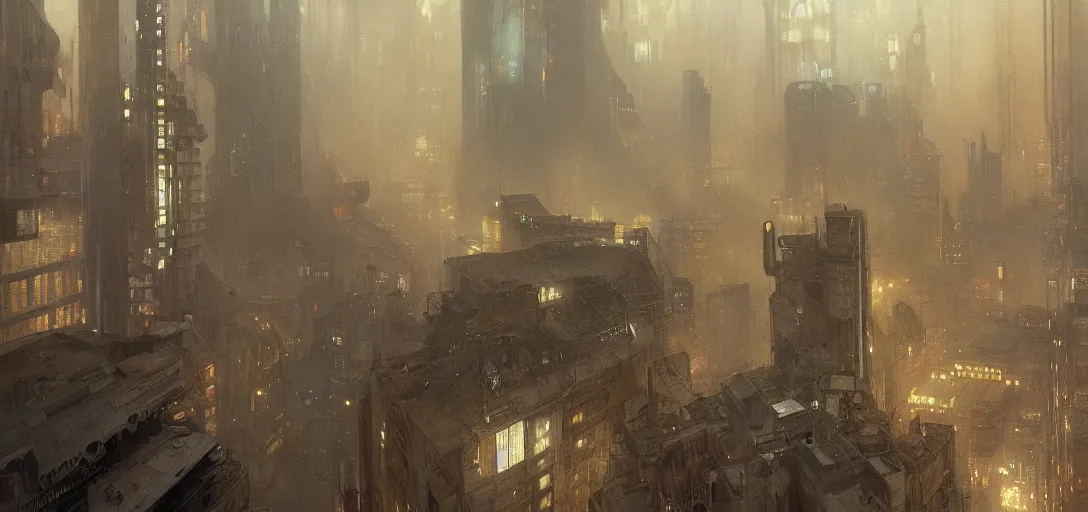 Image similar to 2 0 1 8 blade runner movie still cityscape from roof, sci - fi elegant by dennis villeneuve, tom anders, zorn hans, dragan bibin, thoma, greg rutkowski, ismail inceoglu illustrated sand storm alphonse mucha