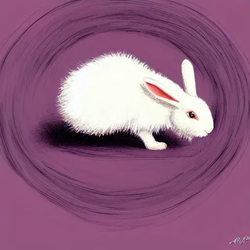 Prompt: The rabbit is a fluffy white bunny with big ears. It has a cute pink nose and black eyes. It looks like it's ready to hop around and have some fun! drawn by Balaskas Christopher with James Turrell