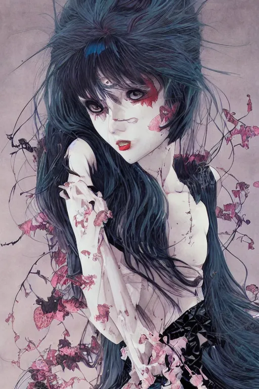 Image similar to vampire beautiful girl soft light painted by james jean and katsuhiro otomo and erik jones, inspired by evangeleon anime, smooth face feature, intricate oil painting, high detail illustration, sharp high detail, manga and anime 1 9 9 9