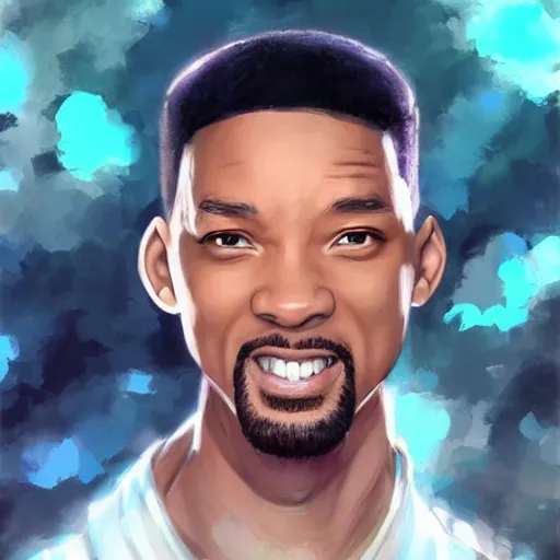 Prompt: will smith anime style, artwork by cushart, krenz