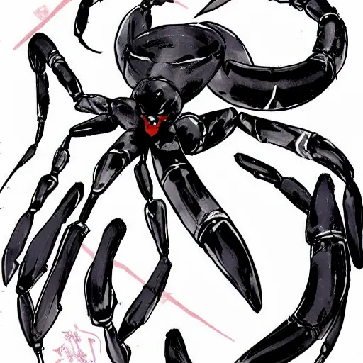 Prompt: a black scorpion, anime style