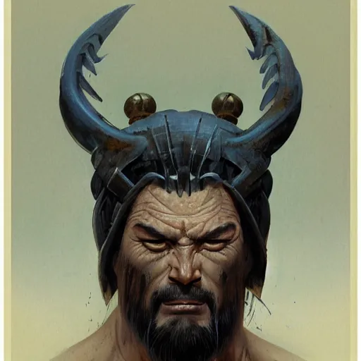 Image similar to head and shoulders portrait of a kensai, d & d, fantasy, greg rutkowski, frank frazetta, alexandre chaudret, boris vallejo, michael whelan, miro petrov, hr giger, magali villeneuve, donato giancola