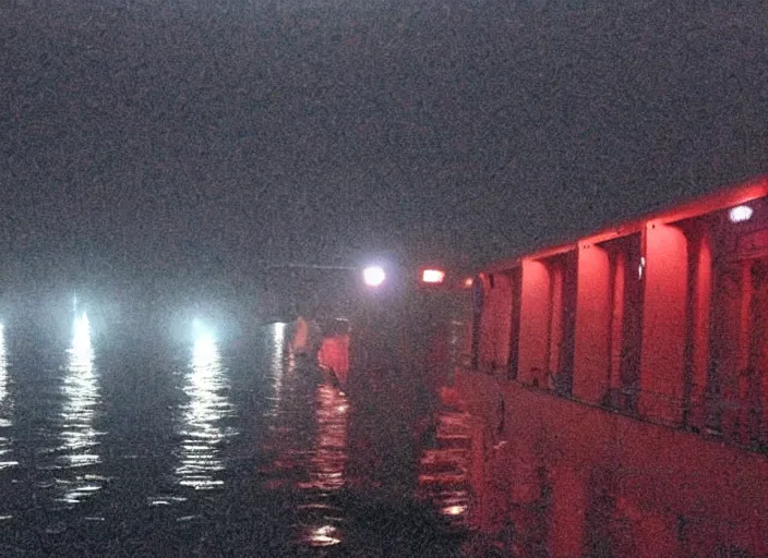 Prompt: Inside the bridge of a ship in a severe storm, emergency