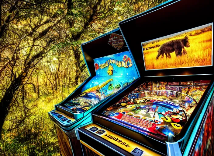 Image similar to nature photography of a wild pinball in it's natural habitat, national geography, award winning photo, realistic photo, 4 k, 8 k