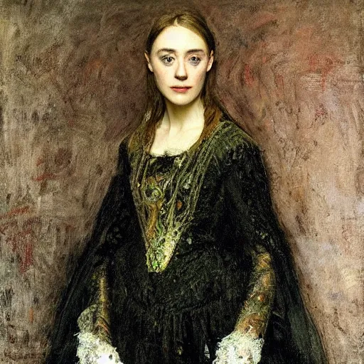 Image similar to a true-to-life portrait of Saoirse Ronan painted by John Everett Millais, real life accurate, Saoirse Ronan actress,