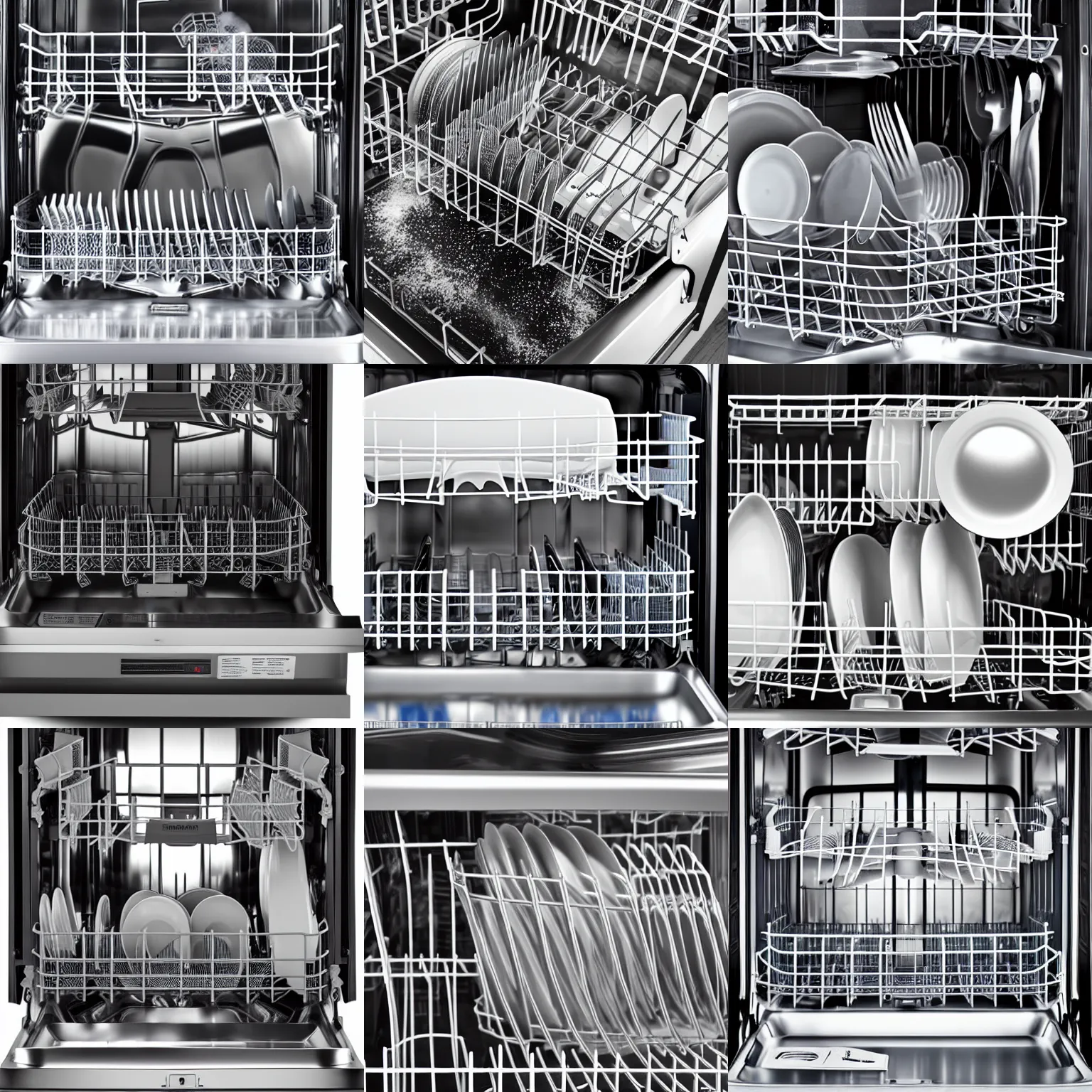 Prompt: inside of a dishwasher, the dishwasher has one black iron skillet in the inside, the skillet is rusty, highly detailed, high quality, HD, 4k, 8k, Canon 300mm, professional photographer, 40mp, lifelike, top-rated, award winning, realistic, sharp, no blur, edited, corrected, trending