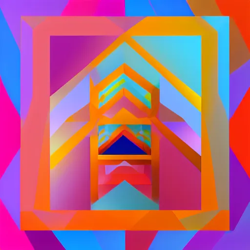 Image similar to geometric art of a room, made entirely from gradients, colorful, vector graphics