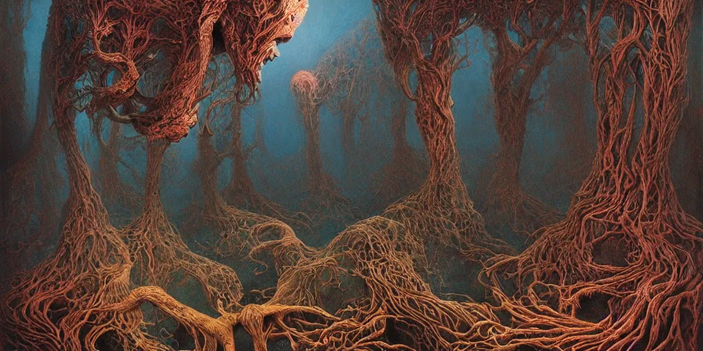 Image similar to dreamscape, zdzislaw beksinski, vivid colors, anatomical, highly detailed sculpture, intricate detailed, ommatidia, 8 k, cinematic atmosphere, post - processing
