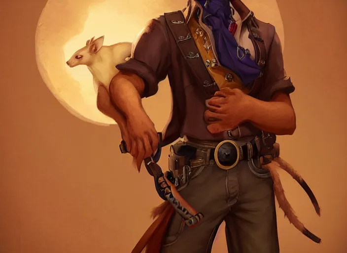 Prompt: character portrait feature of the anthro male anthropomorphic rat fursona wearing cowboy outfit wild west desperado character design stylized by charlie bowater, ross tran, artgerm, makoto shinkai, detailed, soft lighting, rendered in octane