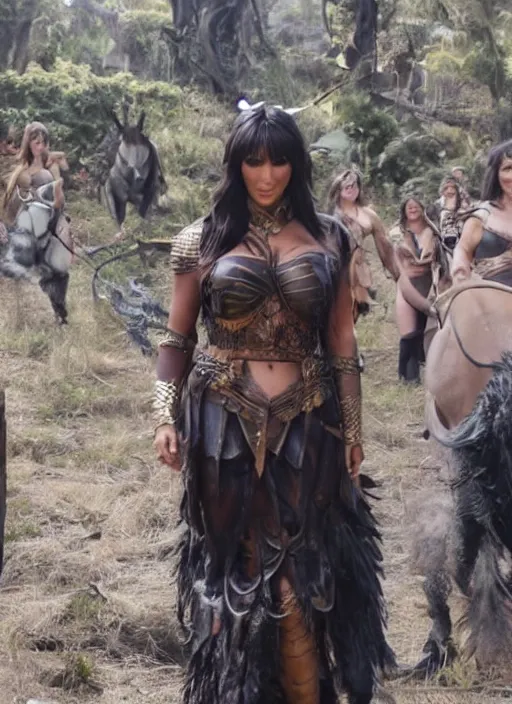 Image similar to movie still of kim kardashian as xena