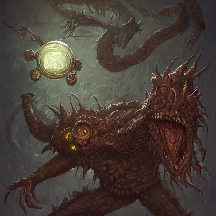 Image similar to a beholder monster from dungeons and dragons, fantasy art, trending on artstation