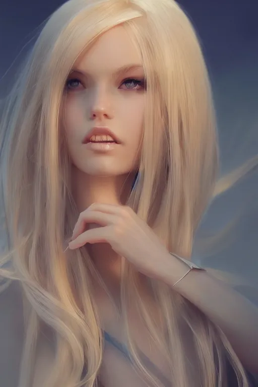 Image similar to beautiful blonde elf with ridiculously long hair which reaches the floor, made by Stanley Artgerm Lau, WLOP, Rossdraws, ArtStation, CGSociety, concept art, cgsociety, octane render, trending on artstation, artstationHD, artstationHQ, unreal engine, 4k, 8k,