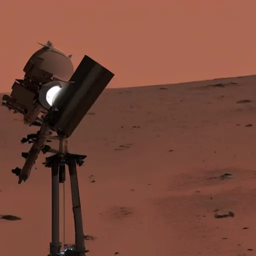 Prompt: a telescope captures a red flying light on mars.
