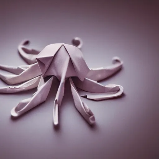 Prompt: an origami octopus, macro photography, ambient light