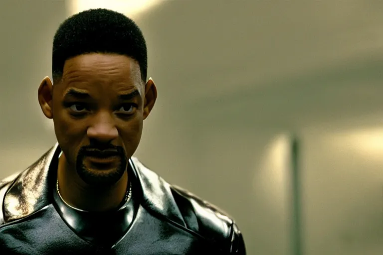 Image similar to cinematic still of will smith in Blade (2001), XF IQ4, f/1.4, ISO 200, 1/160s, 8K, RAW, dramatic lighting, symmetrical balance, in-frame, highly accurate facial features