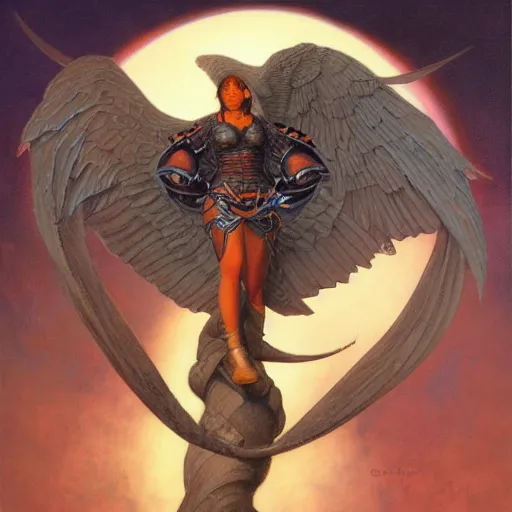 Image similar to portrait of a wing warrior, by Gerald Brom