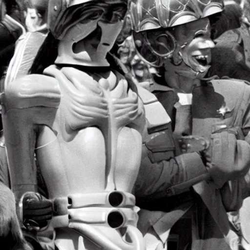 Prompt: alien during a may 1 st parade, soviet union, 1 9 7 0 s, photography