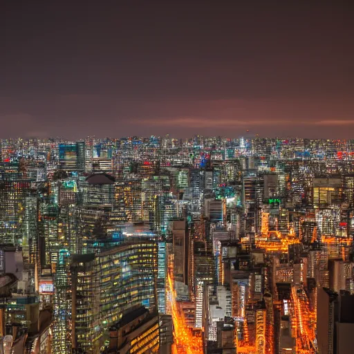 Prompt: long exposure shot of tokyo at night