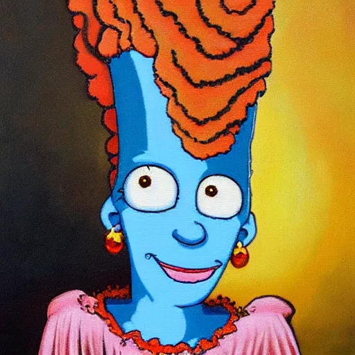 Image similar to marge simpson caucasian dmt historical oil painting