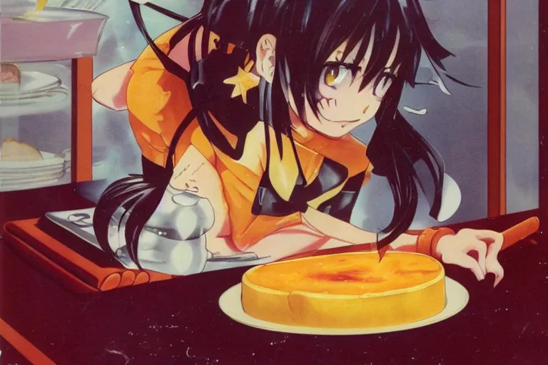 Image similar to anime catgirl and cheese aspic, cookbook photo 1 9 8 2,