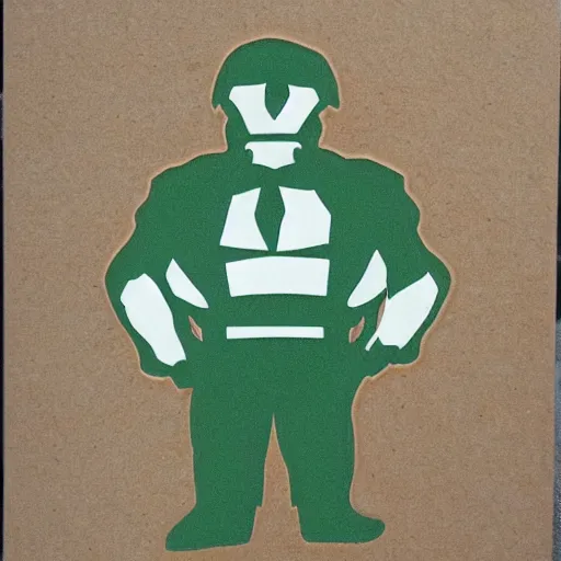 Image similar to jean cutouts of fat starfish, a kukryniksy drawn caricature of master chief, hollow point hologram glue