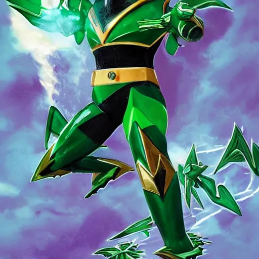 Image similar to power rangers green dragonzord by mad dog jones, android jones and lisa james