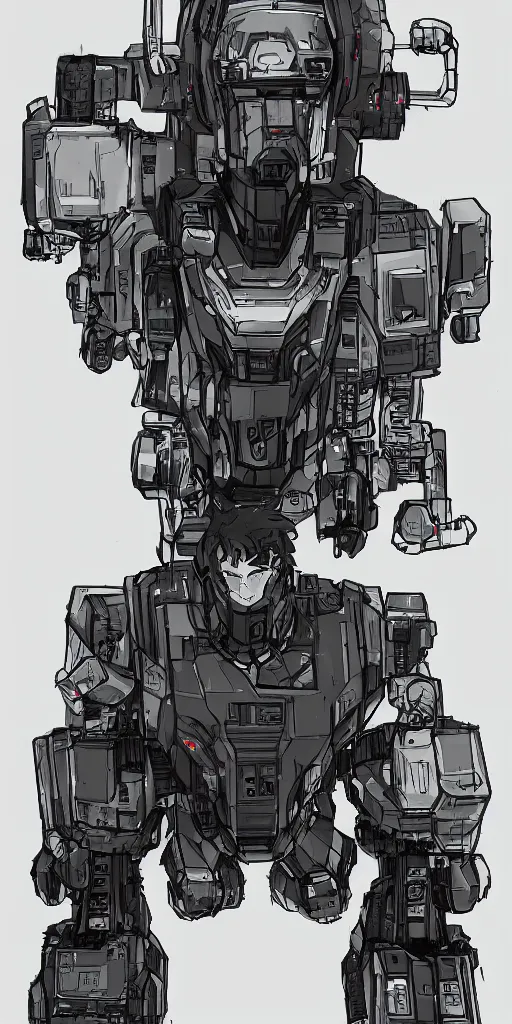 Prompt: portrait sci-fi concept art of a cybernetic mech robot, retrowave noir, atom punk, dynamic lighting, disco elysium, in the style of Yoji Shinkawa and olly moss