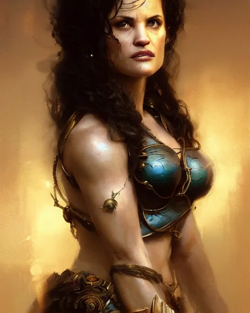Image similar to portrait of a young carla gugino as soceress, fantasy character portrait, ultra realistic, concept art, intricate details, highly detailed by greg rutkowski, gaston bussiere, craig mullins, simon bisley