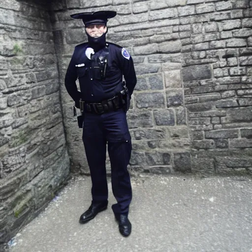 Image similar to a cardiff police officer in a dungeon