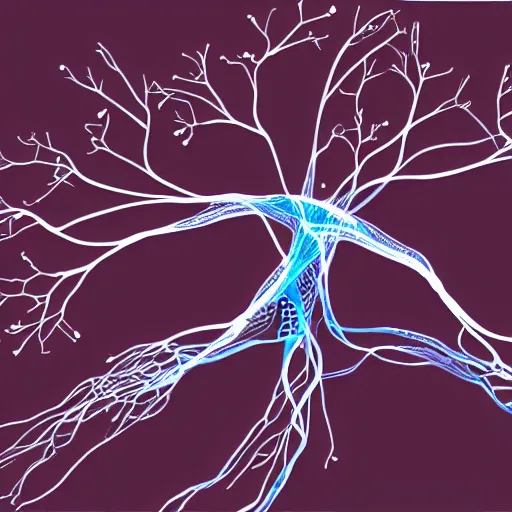 Image similar to an illustration of neurons connecting and transmitting information