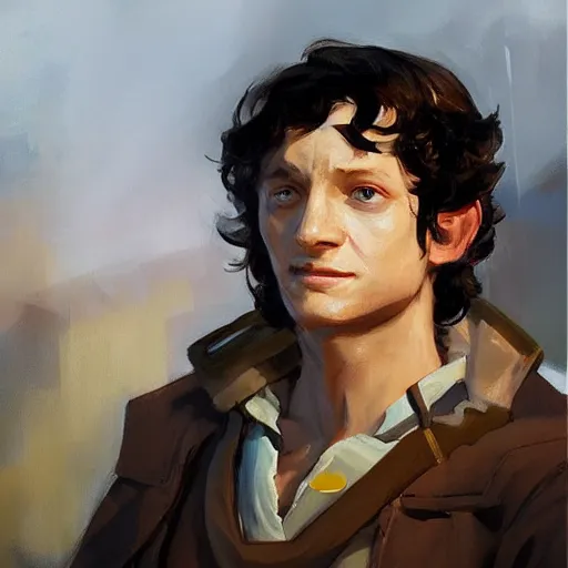 Image similar to greg manchess portrait painting of frodo beutlin as overwatch character, medium shot, asymmetrical, profile picture, organic painting, sunny day, matte painting, bold shapes, hard edges, street art, trending on artstation, by huang guangjian and gil elvgren and sachin teng