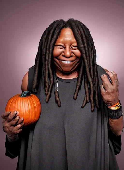 Image similar to whoopi goldberg goldberg the wrestler, fancy pumpkin surprise, mega lotto style, octane render farm