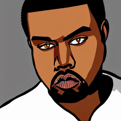 Image similar to kanye west drawn in the style of jojo's bizarre adventure