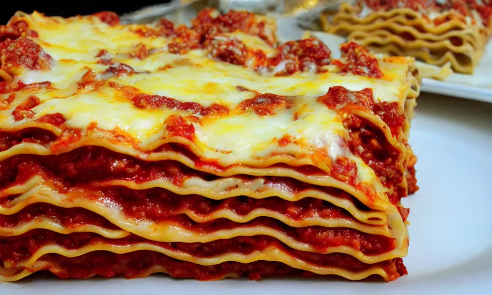 Image similar to lasagna cross - section, made out of wood, delicious