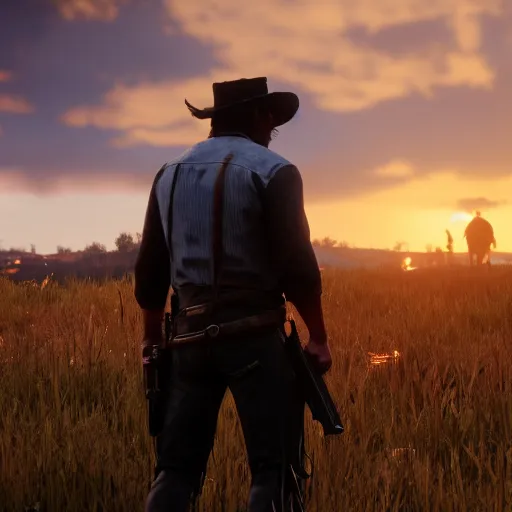 Prompt: zombie, bokeh dof, professional, dreamy, cute, 4 k, sunset, award winning, disgusting, funny, red dead redemption 2