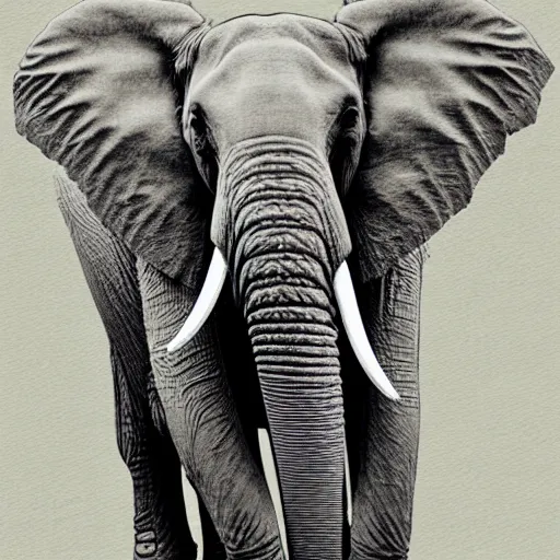 Image similar to an elephant turns into dust, digital art